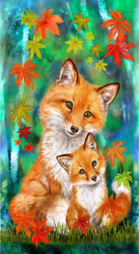 Studio E Auburn Fox Fabric bundle available as FQ, 1/2 yard or 1 yard with 2 panels (8 fabric pieces & 2 panels)