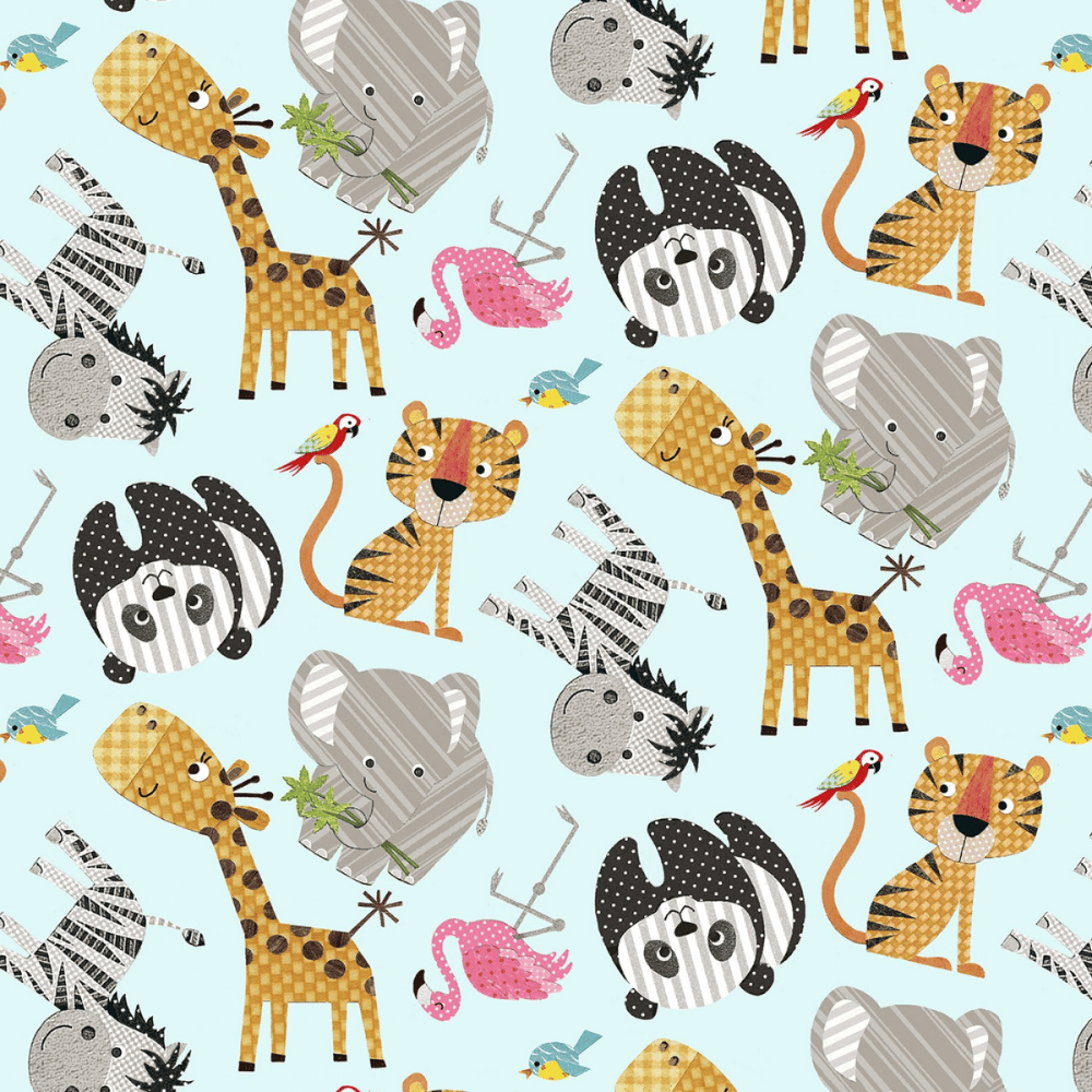 Studio E Fabric Bundle At The Zoo 1 yard Fabric Bundle, 9 cotton quilting fabrics & 1 panel, includes 9 yards and 1 panel