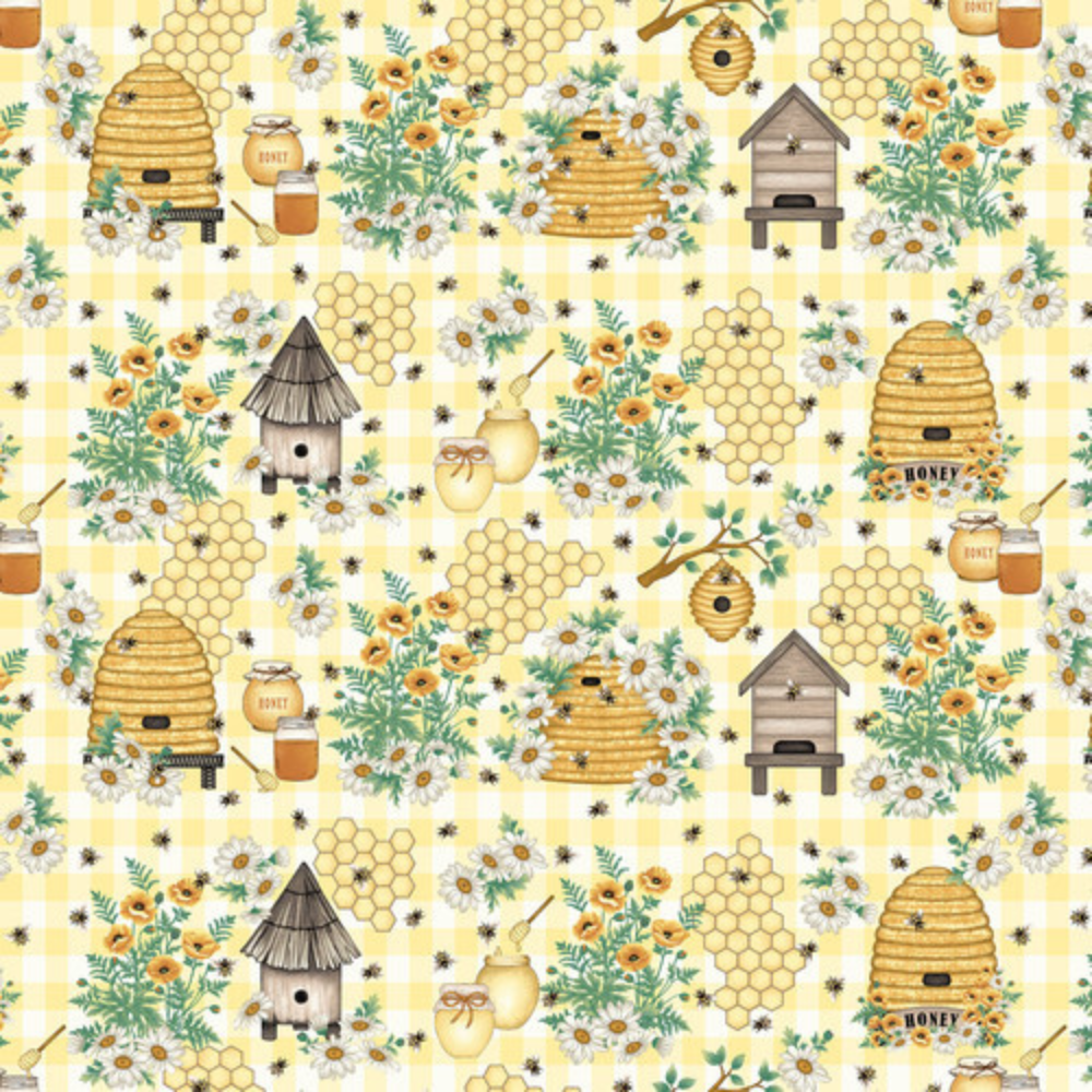 Studio E Fabric Bundle Bee All You Can Bee 1/2 yard Bundled Fabric Collection Panel plus 8 coordinating 1/2 yard prints