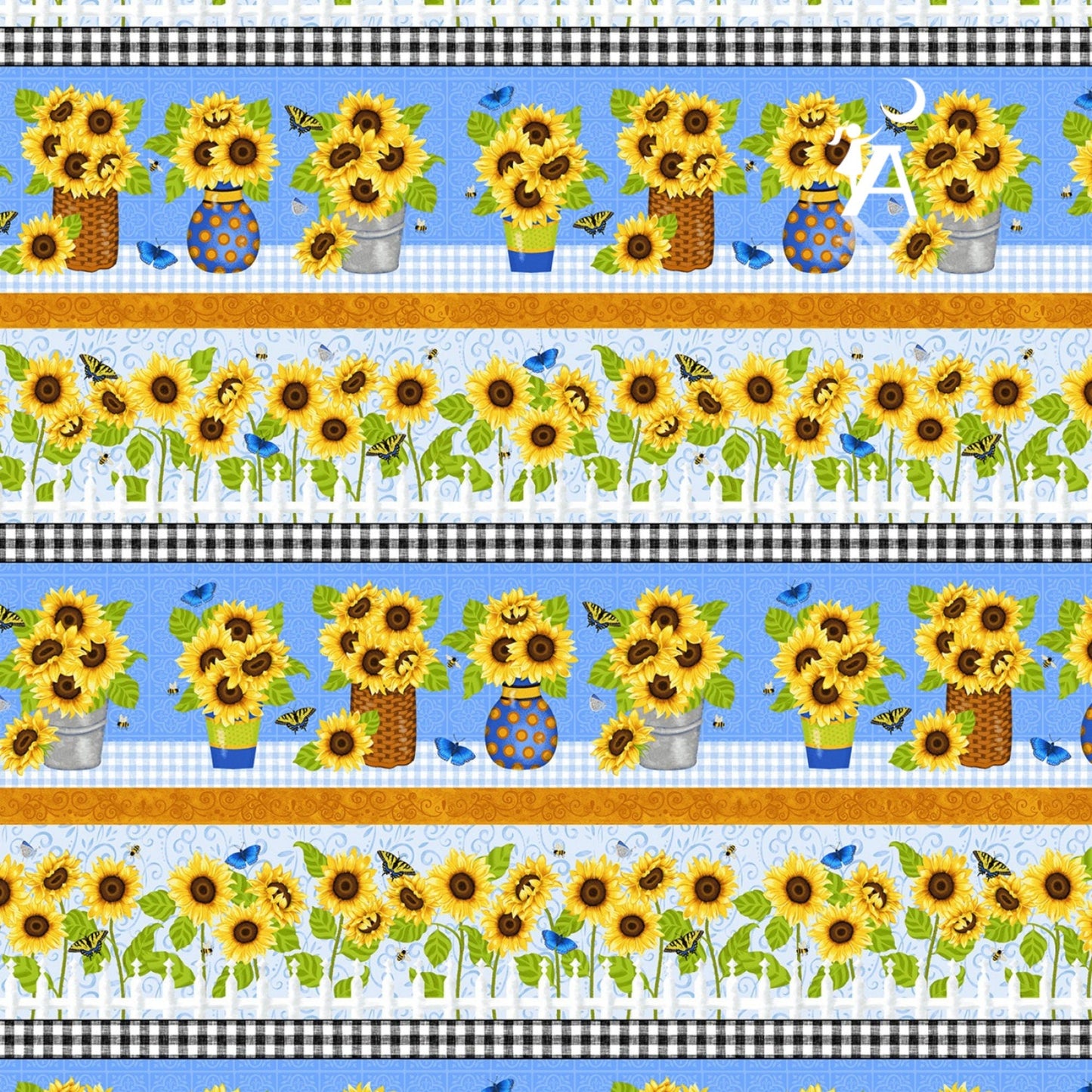 Studio E Fabric Sunny Sunflowers by Studio E Fabric Bundle, FQ Bundle Fabric, Honey Bee Cotton Fabric, Sunflower Panel, Sunflower Blocks, Bee Fabric