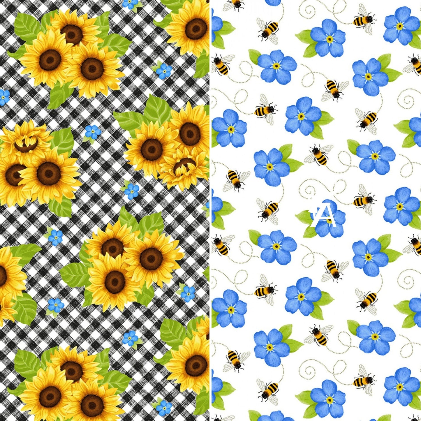 Studio E Fabric Sunny Sunflowers by Studio E Fabric Bundle, FQ Bundle Fabric, Honey Bee Cotton Fabric, Sunflower Panel, Sunflower Blocks, Bee Fabric