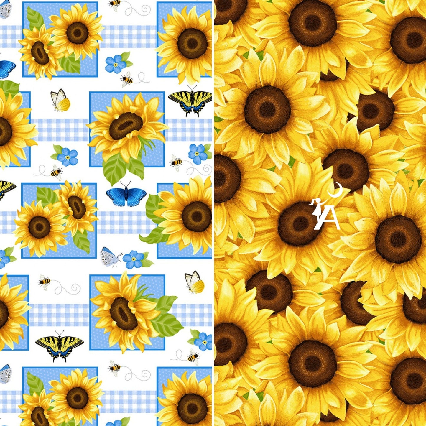 Studio E Fabric Sunny Sunflowers by Studio E Fabric Bundle, FQ Bundle Fabric, Honey Bee Cotton Fabric, Sunflower Panel, Sunflower Blocks, Bee Fabric