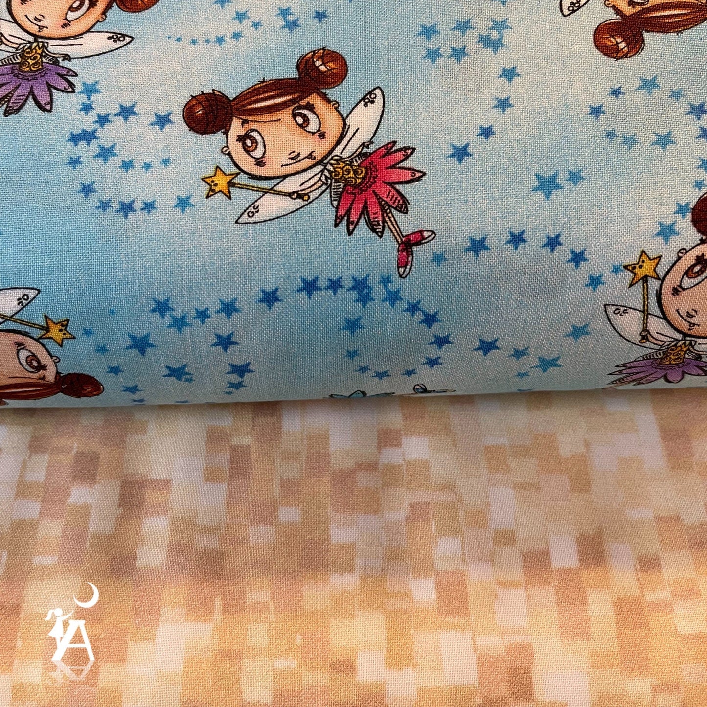 Studio E Fabric Tossed allover Cyan Fairies Believe in Magic Fabric from Studio E