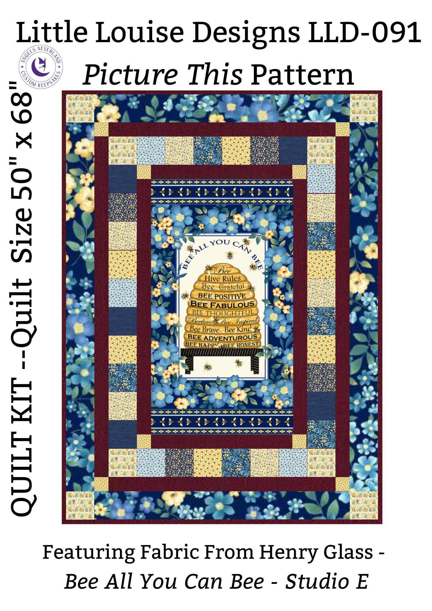 Studio E Quilt Kit Beginner Quilt Kit Bee All You Can Bee DIY Panel Quilt 50" x 68" approximate finished size