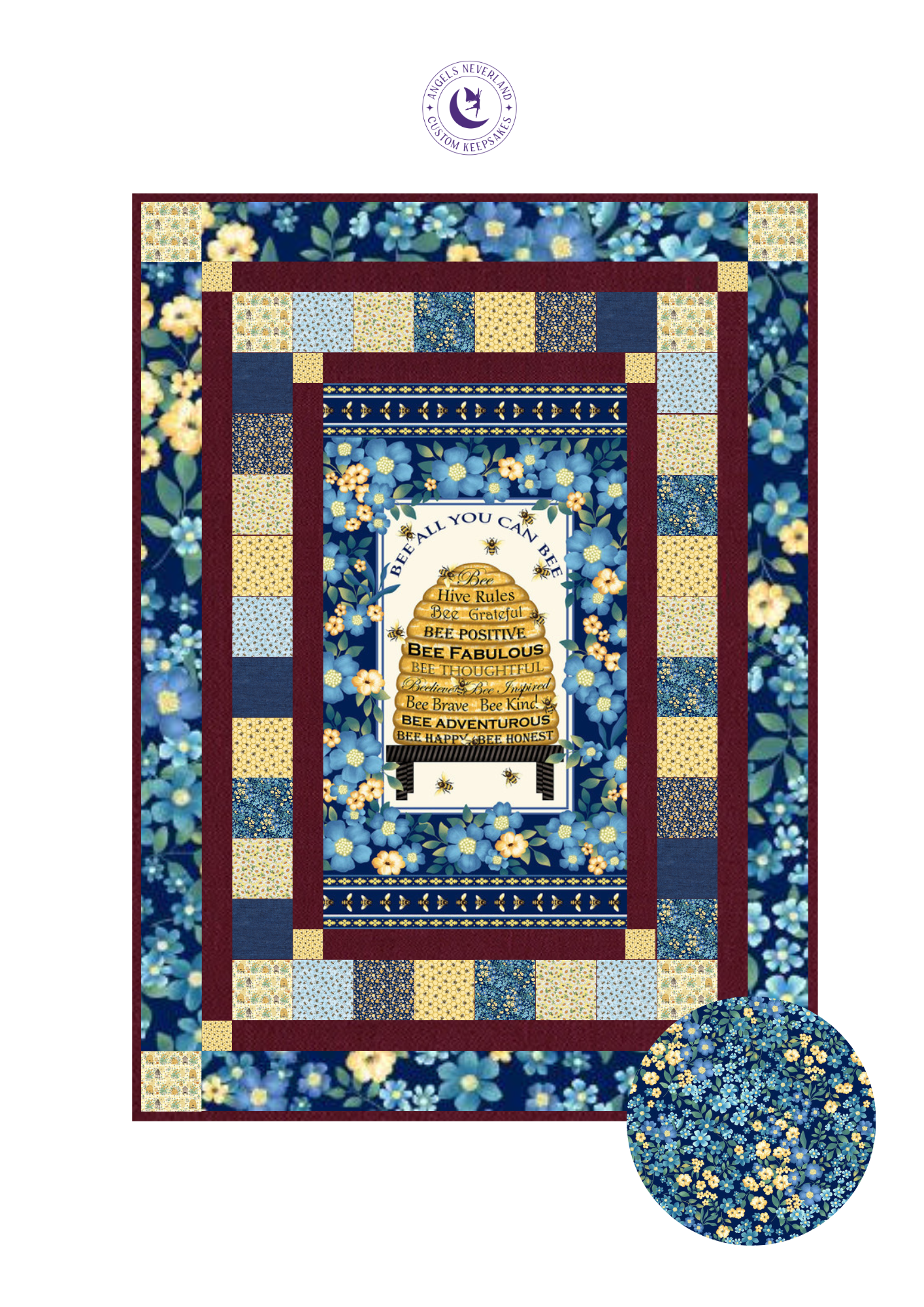 Studio E Quilt Kit Kit w/backing Floral Beginner Quilt Kit Bee All You Can Bee DIY Panel Quilt 50" x 68" approximate finished size