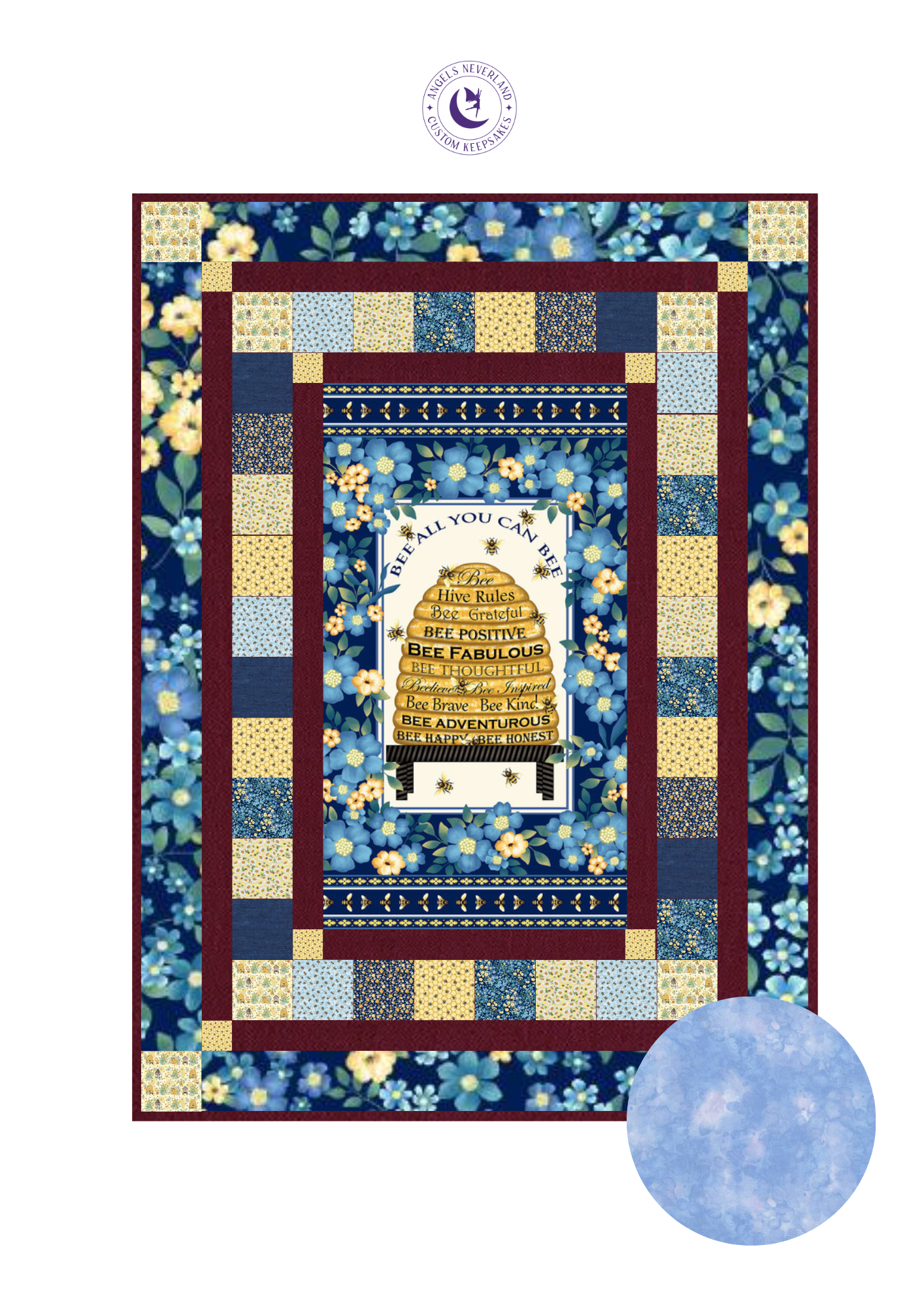 Studio E Quilt Kit Kit w/backing Sky Beginner Quilt Kit Bee All You Can Bee DIY Panel Quilt 50" x 68" approximate finished size