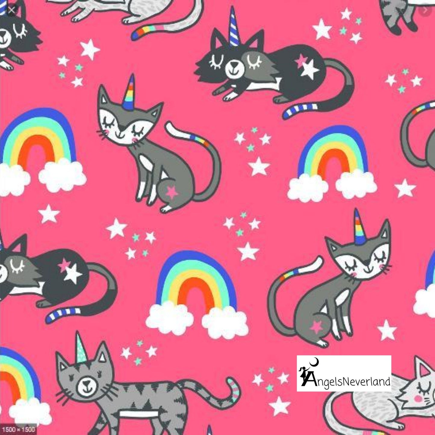 Timeless Treasures Fabric 1 yard (36"x44") Caticorns & Rainbows by Timeless Treasures