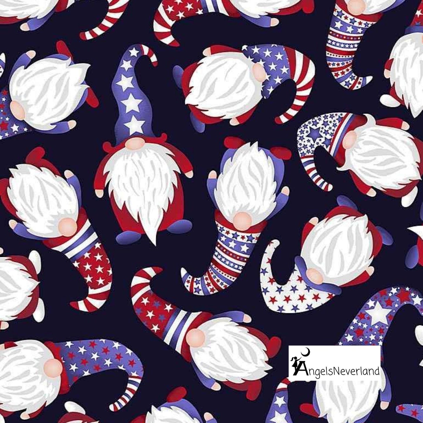 Timeless Treasures Fabric 1 yard (36"x44") / Gnomes Timeless Treasures Gnome of the Free & Brave, Patriotic Stars Blue or Stripes