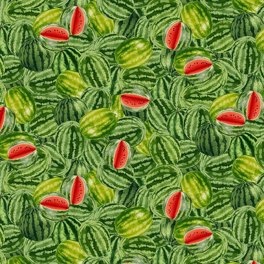 Timeless Treasures Fabric Fat Quarter Bundle with 7 Watermelon Party Gnome & Watermelon Fabric cuts