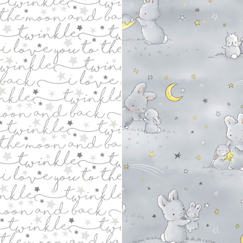 Timeless Treasures Fabric FLANNEL Bunnies by the Bay Moon or Sunshine by Timeless Treasures