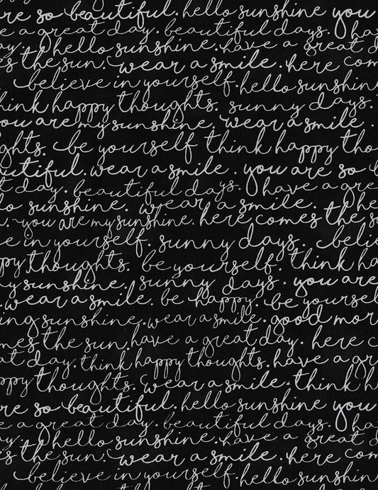 Timeless Treasures Fabric FQ (18 x 22) Timeless Treasures You Are My Sunshine, BLACK Chalkboard Script Fabric, Home is Where Your Honey Is, Gail Cadden, bee fabric, Nature fabric