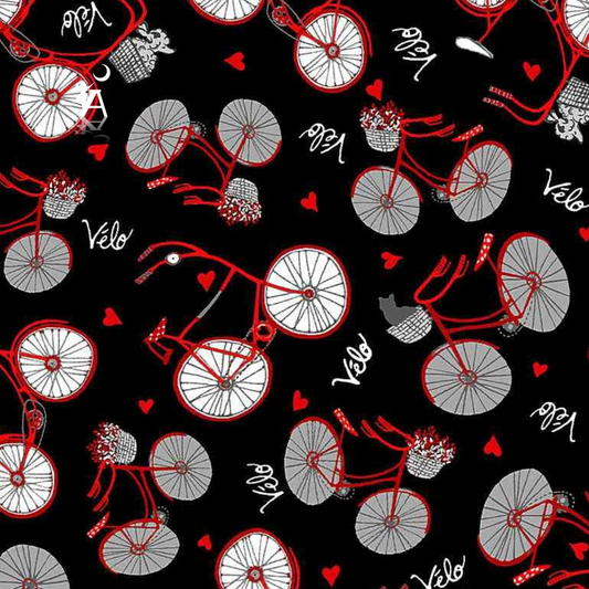 Timeless Treasures Fabric FQ (18"x21") Tossed Bikes Bonjour Parisian Paris Fabric Yardage by Timeless Treasures