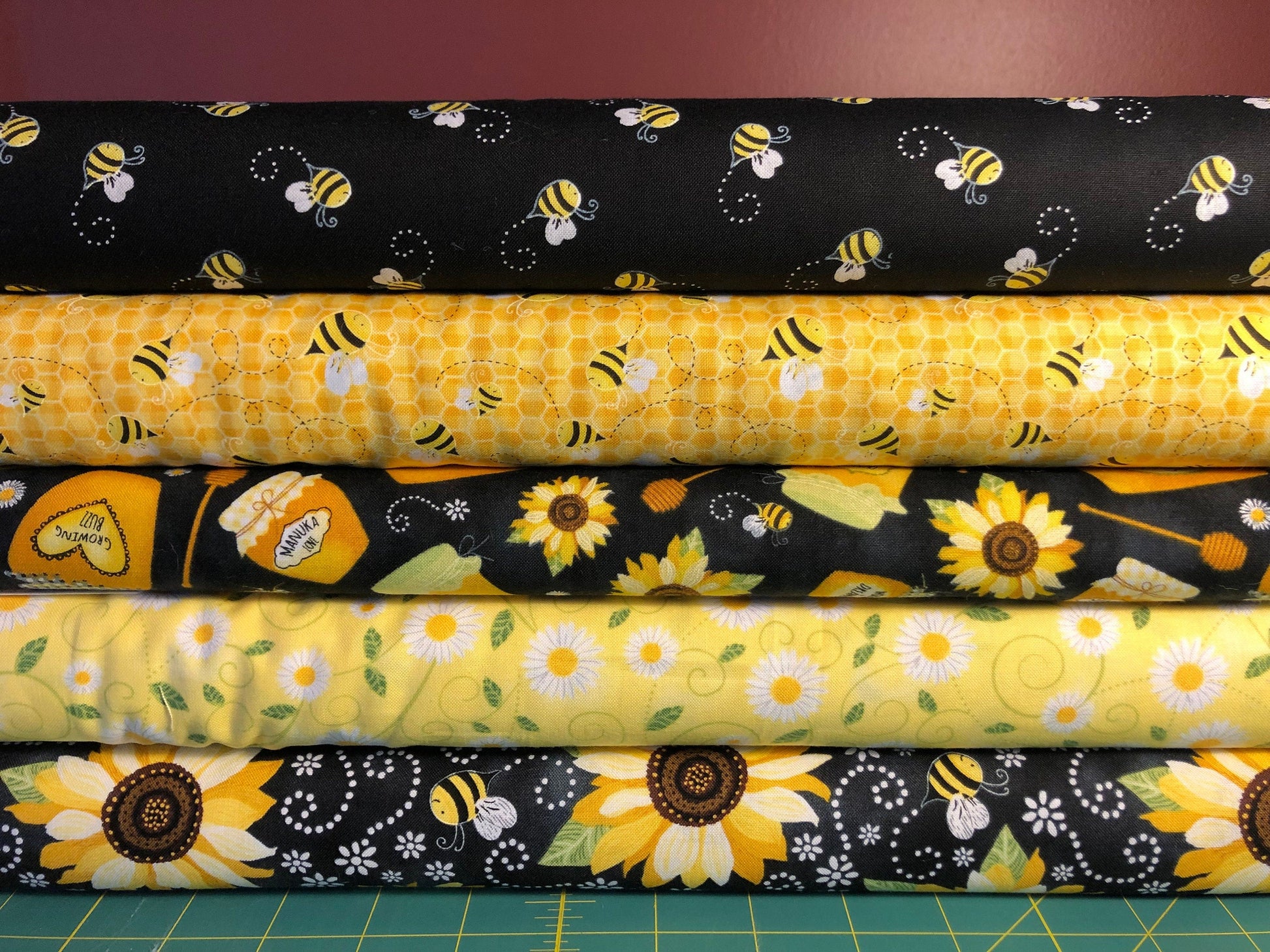 Timeless Treasures Fabric Honey bee fabric by Gail Cadden, bumblebee fabric, Beeloved Fabric, Timeless Treasures You are My Sunshine Fabric, Honeybee Fabric