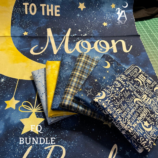 Timeless Treasures Fabric Love you to The Moon and Back 6pc FQ + panel Bundled fabric by Timeless Treasures