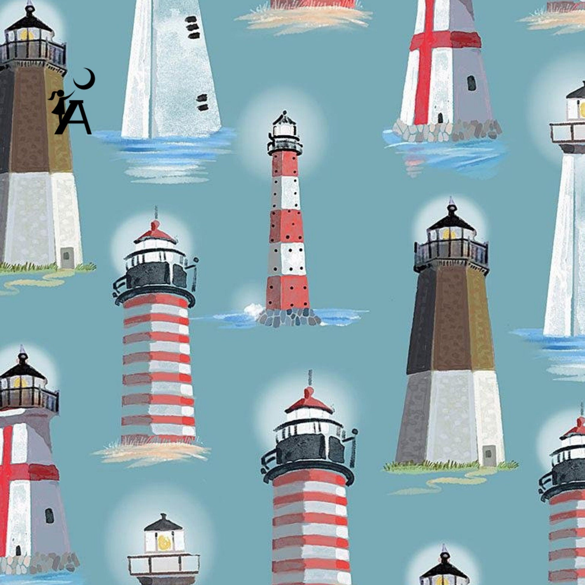 Timeless Treasures Fabric Thomas Little Ocean Blue Beach Fabric & Nautical Fabric Bundle by Timeless Treasures 8 prints