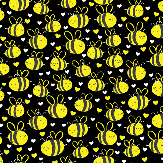 Timeless Treasures Fabric What's the Buzz Black Cute Plump Bees Fabric by the yard