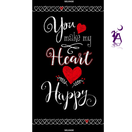 Timeless Treasures Fabric You Make My Heart Happy PANEL by Timeless Treasures Cotton Fabric