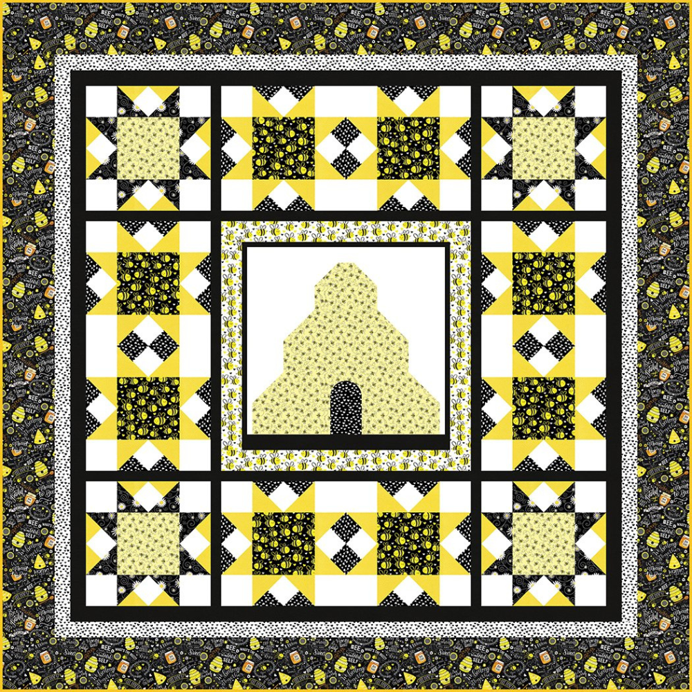 Timeless Treasures Quilt Kit Bee Sweet Quilt Pattern for Advanced Beginner Finished Size 66 in x 66 in by Heidi Pridemore