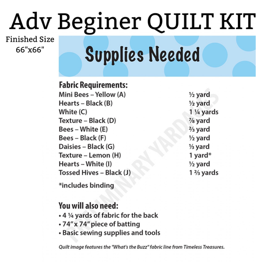 Timeless Treasures Quilt Kit Bee Sweet Quilt Pattern for Advanced Beginner Finished Size 66 in x 66 in by Heidi Pridemore