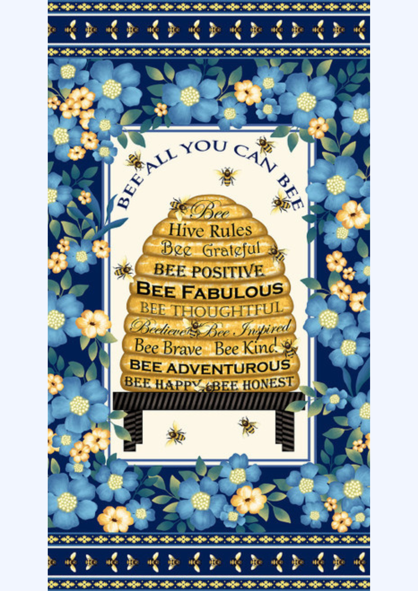 Timeless Treasures Quilt Kit Beginner Quilt Kit Bee All You Can Bee DIY Panel Quilt 50" x 68" approximate finished size