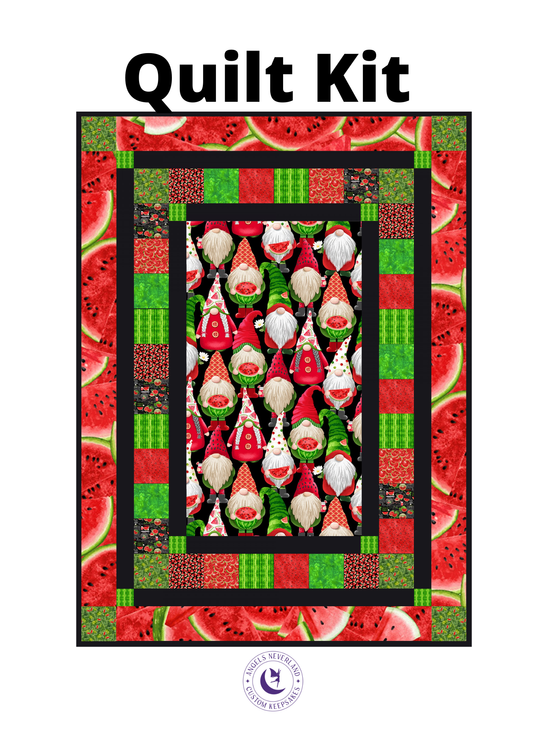 Timeless Treasures Quilt Kit Kit TOP/Binding ONLY Beginner Gnome Quilt Kit Timeless Treasures Watermelon Party with Picture This Pattern