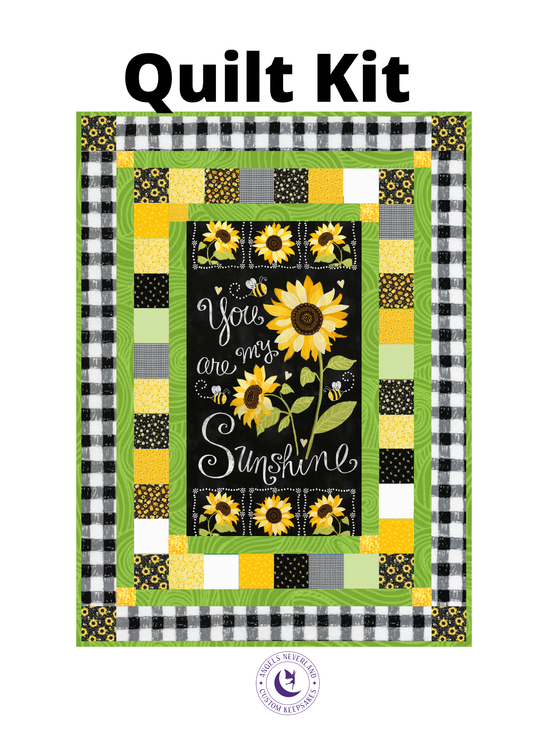 Timeless Treasures Quilt Kit Kit TOP/Binding ONLY You are my Sunshine Beginner Quilt Kit with pattern & Fabric, Easy DIY, Picture This Pattern with Sunflower Panel