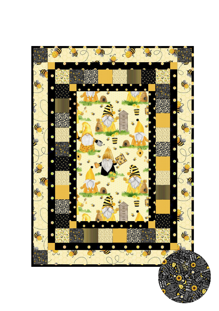 Timeless Treasures Quilt Kit Kit w/backing cotton words Beginner Gnome Quilt Kit Timeless Treasures Home Is Where My Honey Is