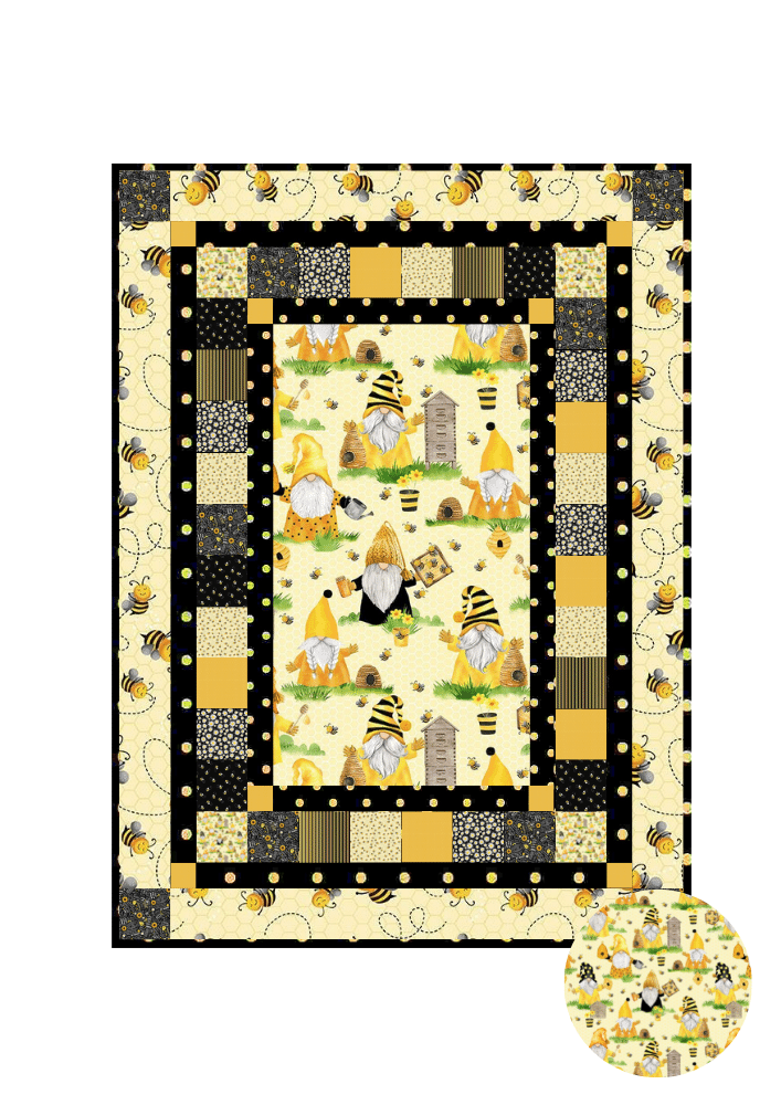 Timeless Treasures Quilt Kit Kit w/backing gnomes Beginner Gnome Quilt Kit Timeless Treasures Home Is Where My Honey Is