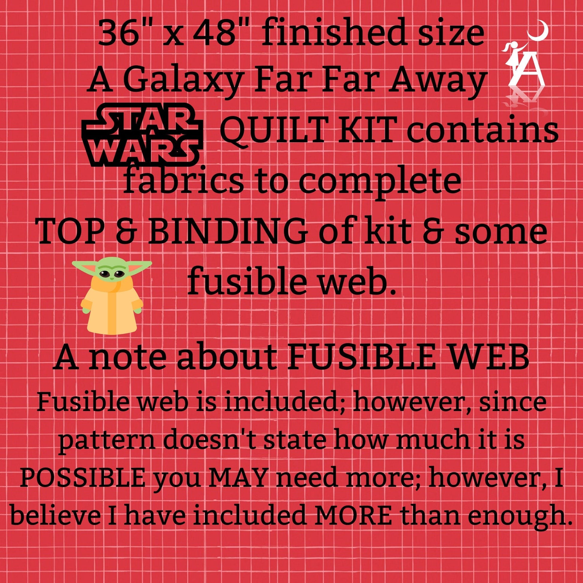 Whimsical Workshop Quilt Patterns Galaxy Far Far Away DIY Star Wars Applique COMPLETE Intermediate Quilt Kit with Millennium Falcon and Star Destroyer Pattern Video Tutorial available