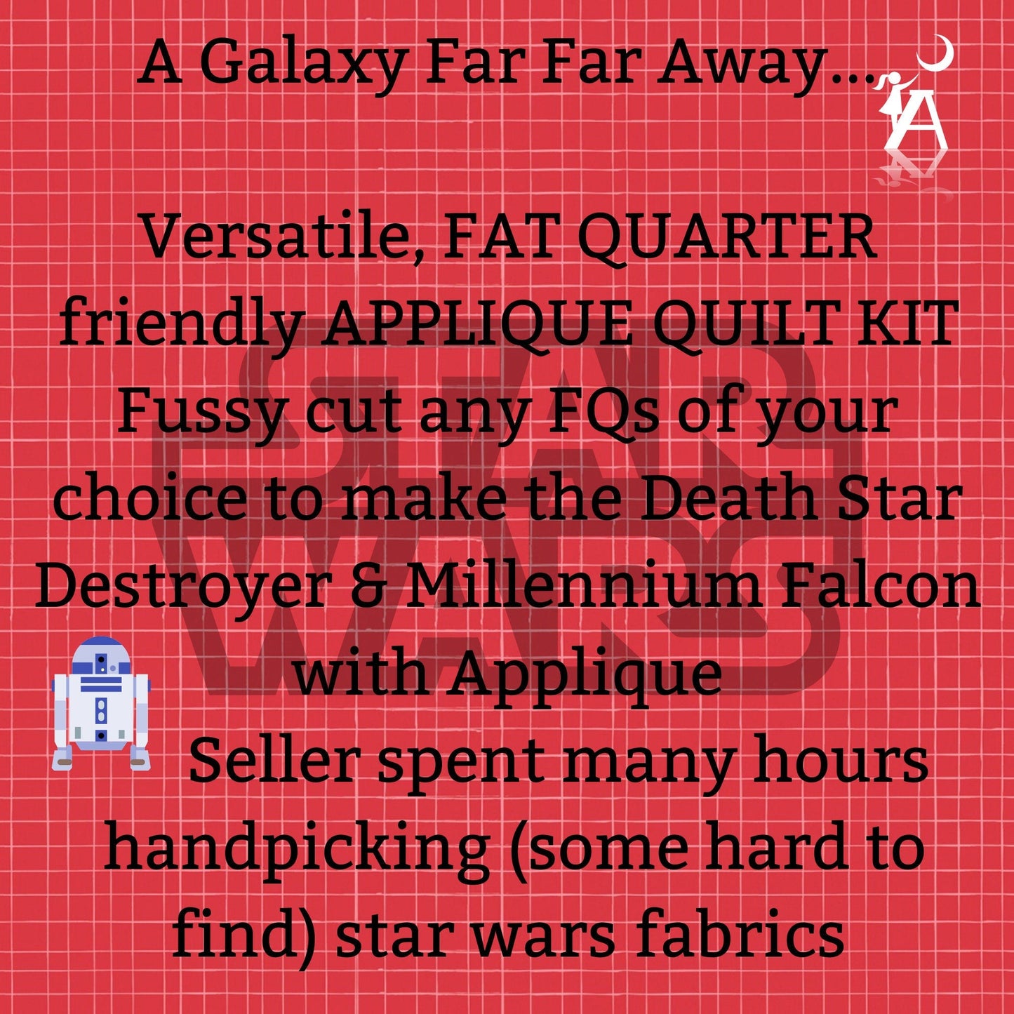 Whimsical Workshop Quilt Patterns Galaxy Far Far Away DIY Star Wars Applique COMPLETE Intermediate Quilt Kit with Millennium Falcon and Star Destroyer Pattern Video Tutorial available