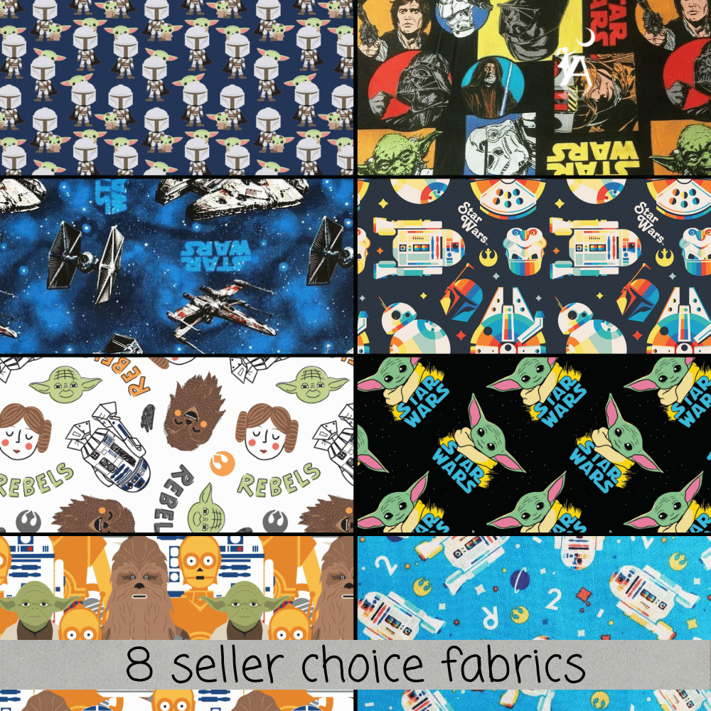 Whimsical Workshop Quilt Patterns Galaxy Far Far Away DIY Star Wars Applique COMPLETE Intermediate Quilt Kit with Millennium Falcon and Star Destroyer Pattern Video Tutorial available