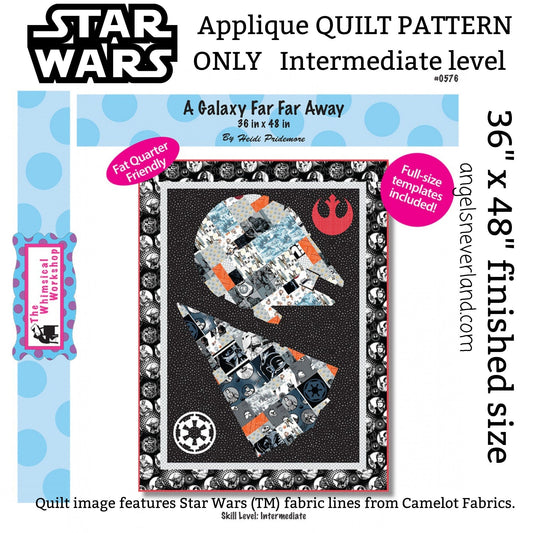 Whimsical Workshop Quilt Patterns Galaxy Far Far Away Quilt PATTERN ONLY, DIY Star Wars Quilt, Millennium Falcon Quilt Pattern, Star Destroyer Pattern with Video Tutorial