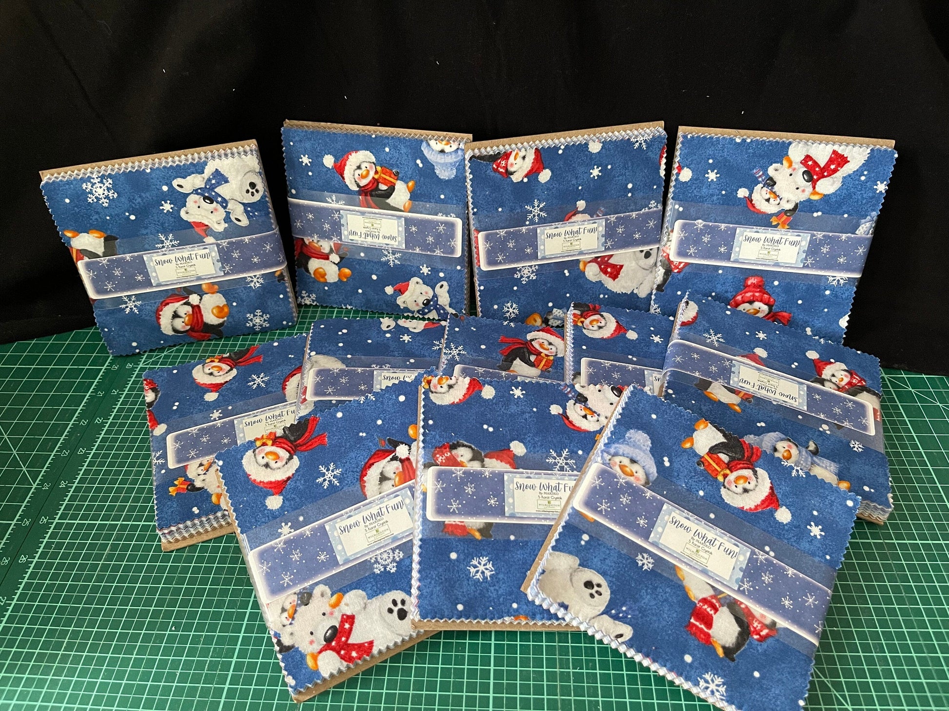 Wilmington Prints Fabric Snow What Fun Cotton Fabric PRECUT 5 Karat Crystals 5 in square 42 per pack