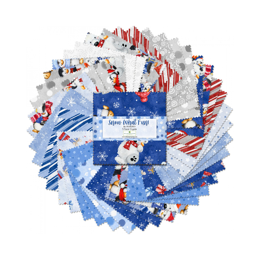 Wilmington Prints Fabric Snow What Fun Cotton Fabric PRECUT 5 Karat Crystals 5 in square 42 per pack