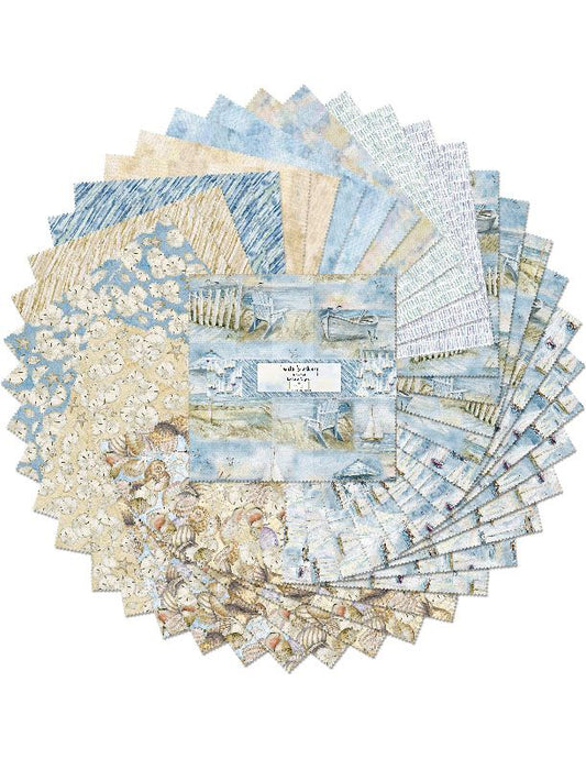 Wilmington Prints precut Coastal Sanctuary 10” squares by Susan Winget for Wilmington Prints, 10 Karat Crystals Precut Fabric
