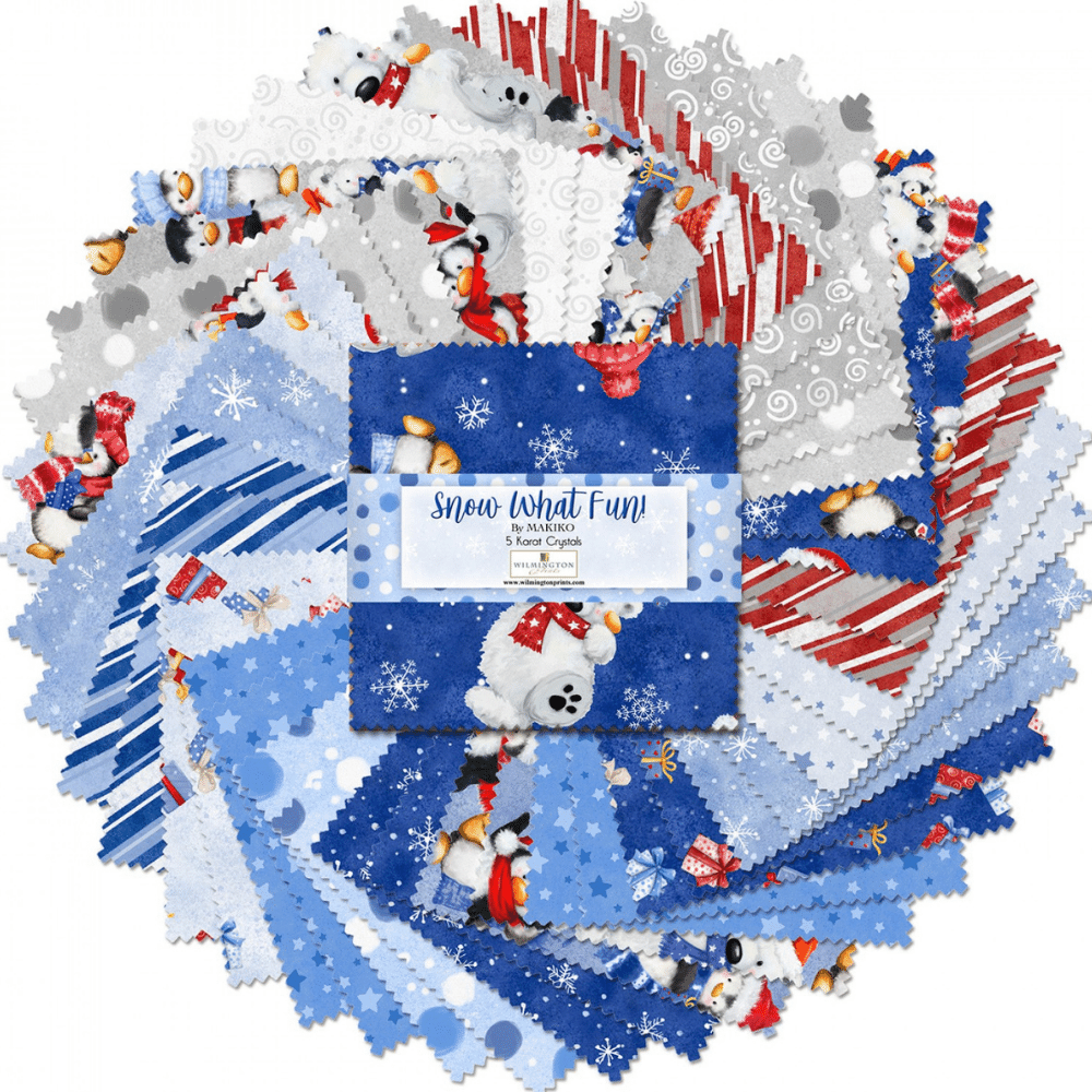 Wilmington Prints Quilt Kit Easy DIY Beginner Christmas Quilt Kit for Holiday Quilt includes PRECUT squares and yardage fabrics to cut strips and binding Snow What Fun