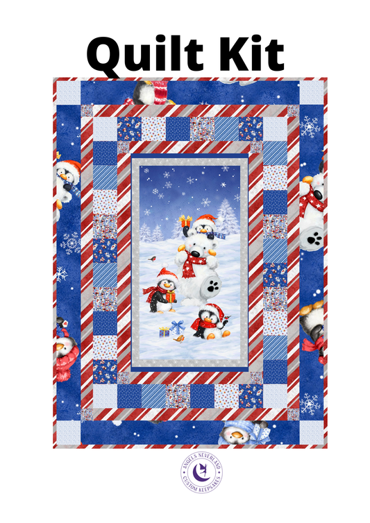 Wilmington Prints Quilt Kit QUILT KIT NO BACKING Easy DIY Beginner Christmas Quilt Kit for Holiday Quilt includes PRECUT squares and yardage fabrics to cut strips and binding Snow What Fun