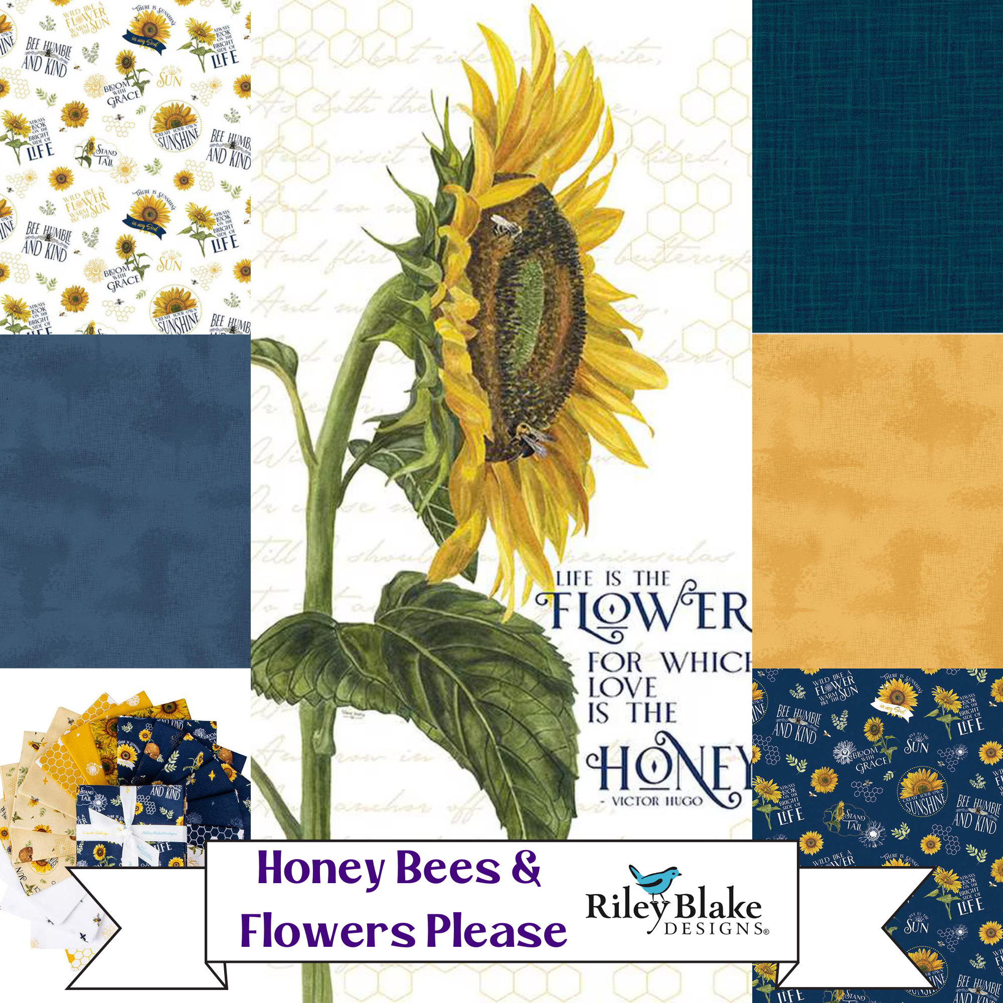 Honey Bees & Flowers Please Cotton Quilting Fabric
