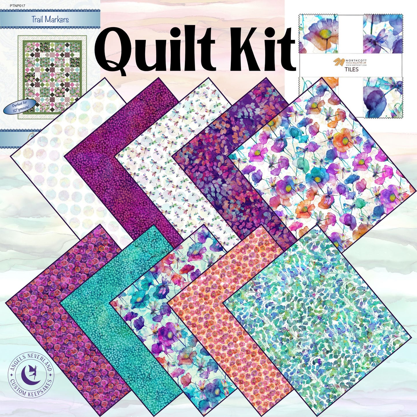 Dragonfly Dance Trail Markers QUILT KIT approximate finished size 62" x76"