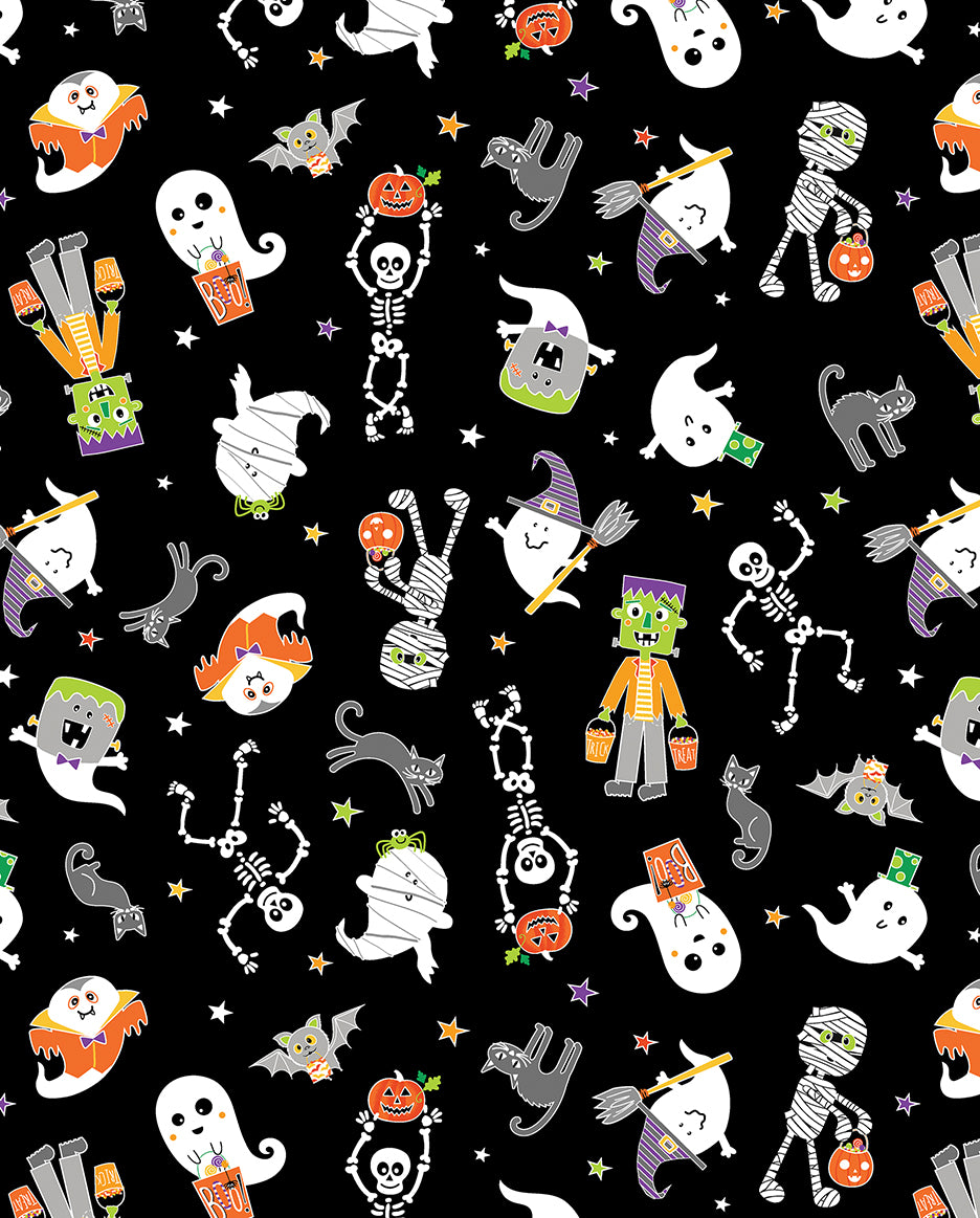 Glow-o-ween pre-cut 10" quilt squares from Benartex, Glow in the Dark Halloween Fabric