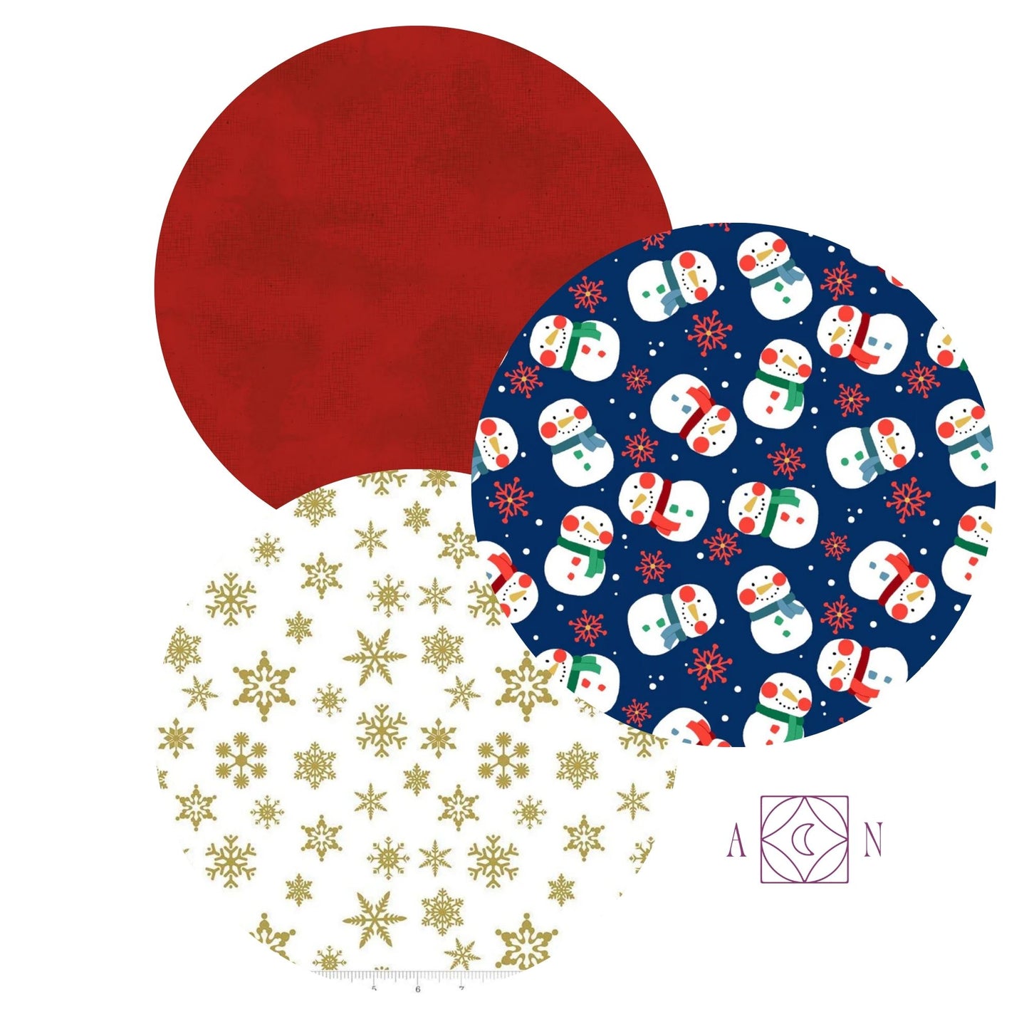 Gnome to Fa La Snowmen (Red Version) – 3 Yard Quilt Fabric Bundle | Angels Neverland Exclusive