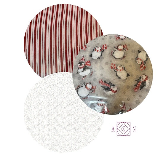 Festive Friends Penguins – 3 Yard Quilt Fabric Bundle | Angels Neverland Exclusive