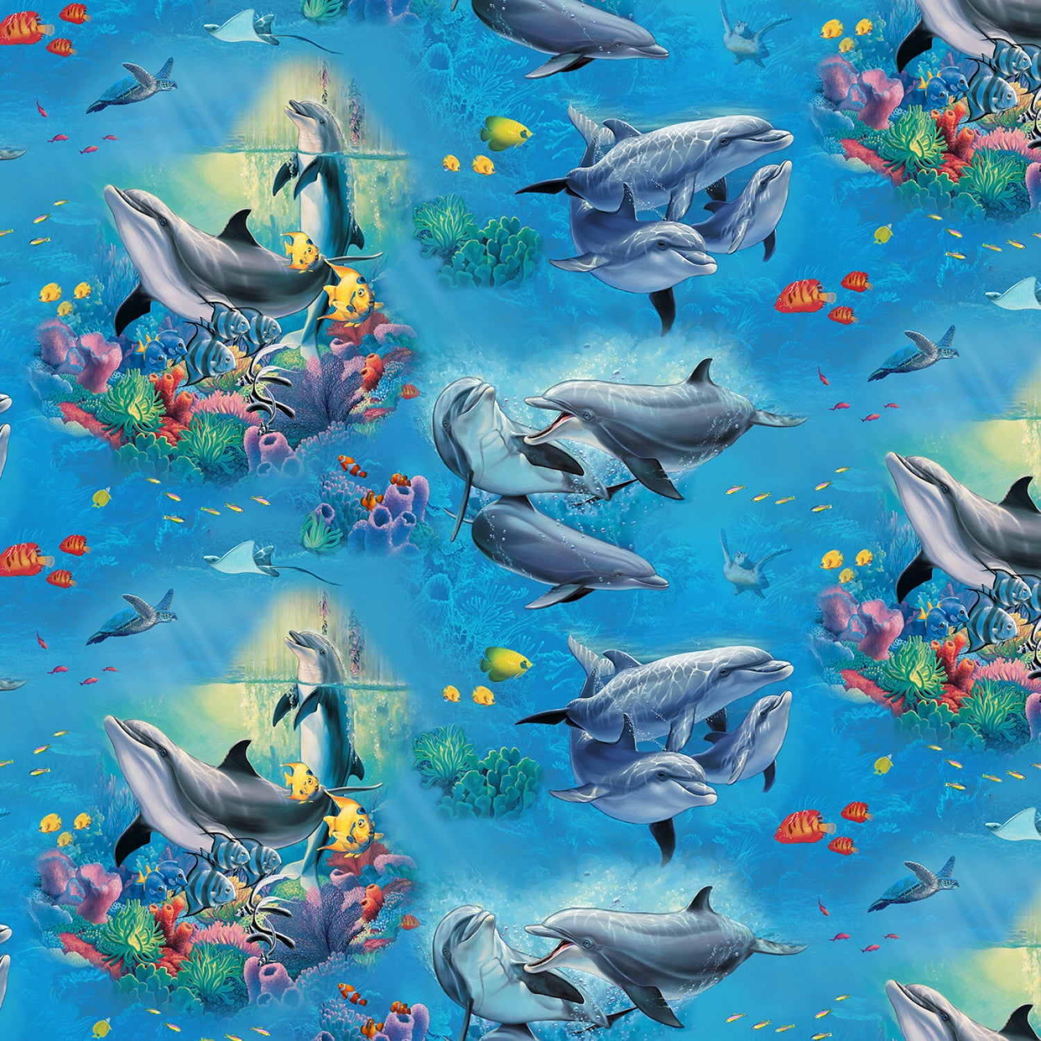 Dolphin Falls Dolphins Allover Fabric by the yard