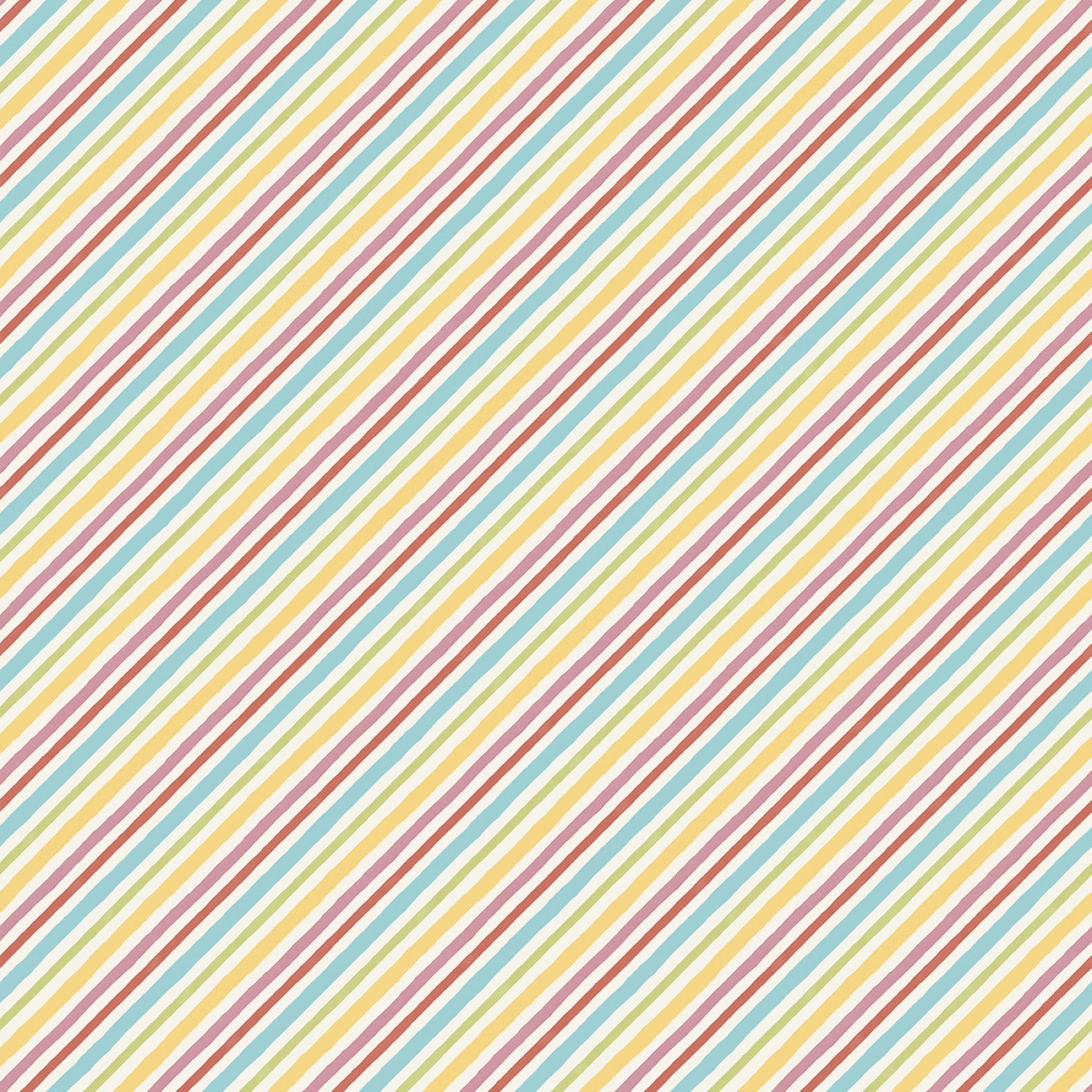 Sweet Little Pleasures Bias Stripes on cream - Fabric by the Yard