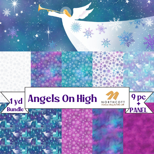 Angels On High 1 yard bundle with Panel from Northcott Fabrics