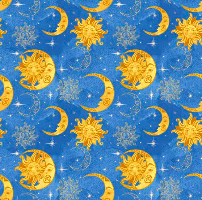 Sun & Moon - Celestial Collection Cotton Fabric by the Yard