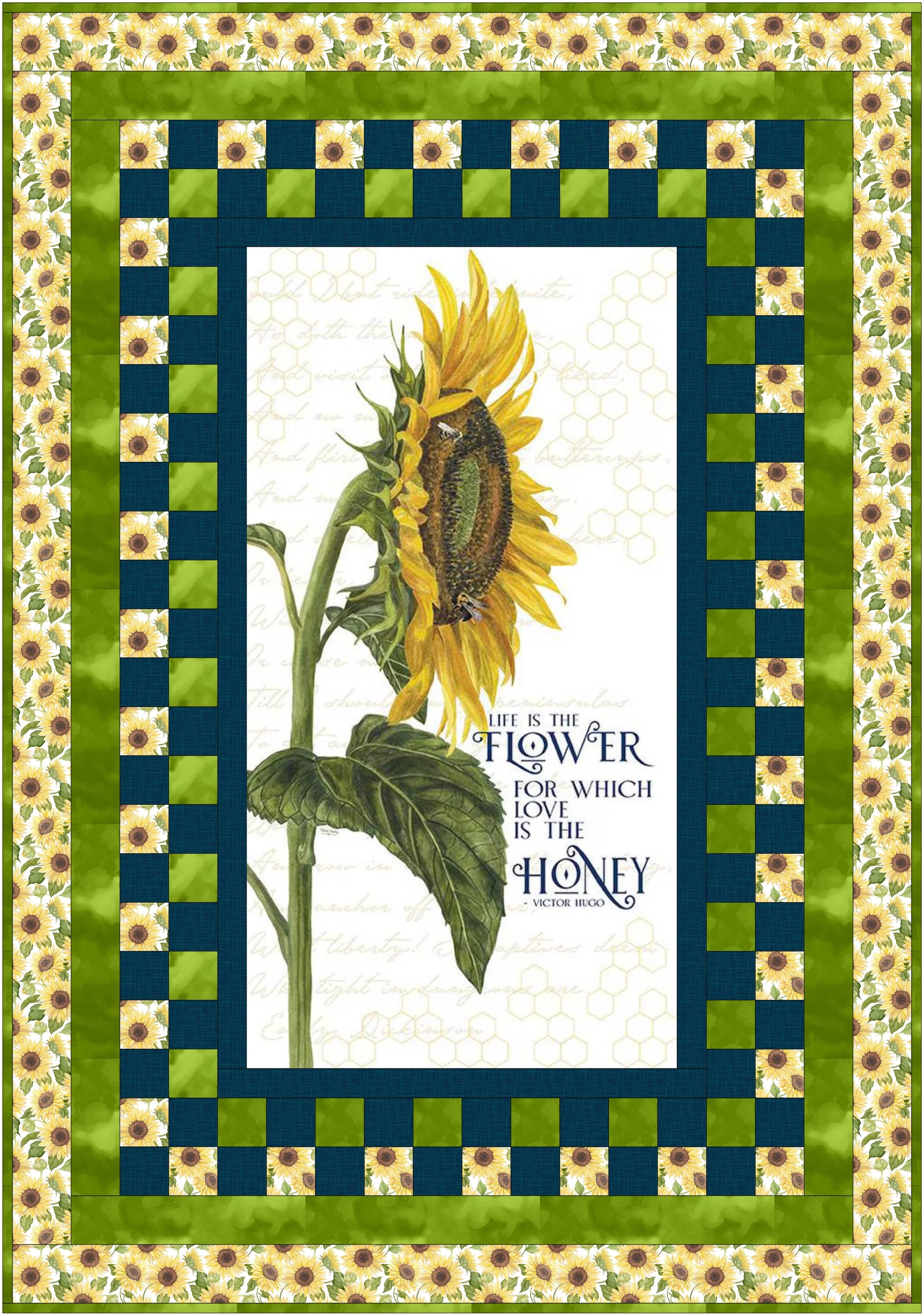 Sunflower Serenity Panel Quilt Kit | Material Girlfriends 3YD Andapanel Pattern