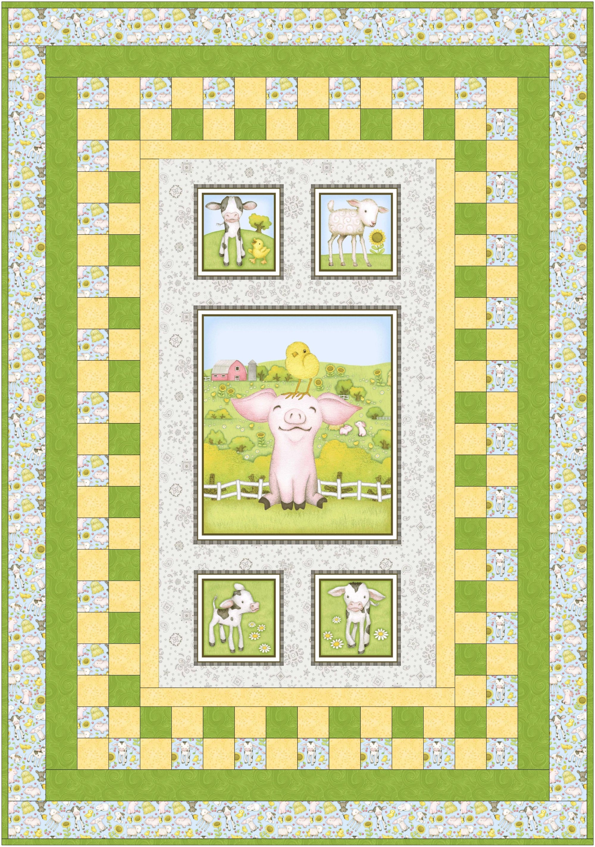 Farm Babies Little Farm Friends Panel Quilt Kit | Material Girlfriends 3YD Andapanel Pattern