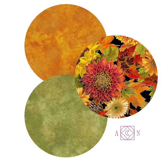 Packed Harvest Bouquets Metallic – 3 Yard Quilt Fabric Bundle | Angels Neverland Exclusive