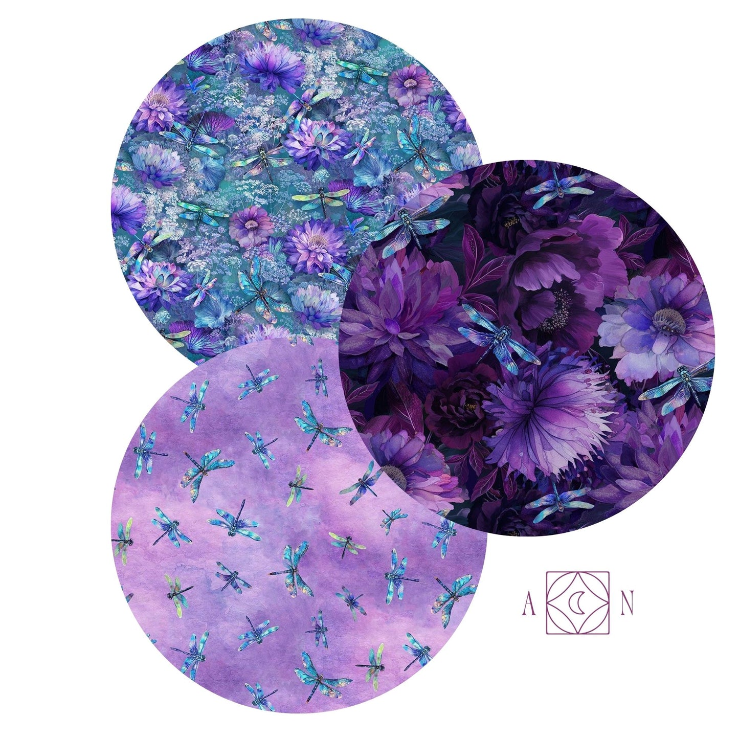 Midnight Dragonfly Mist – 3 Yard Quilt Fabric Bundle | Angels Neverland Exclusive